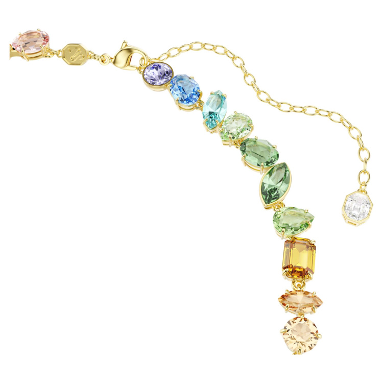 Gema necklace Mixed cuts, Dangling crystals, Multicolored, Gold-tone plated